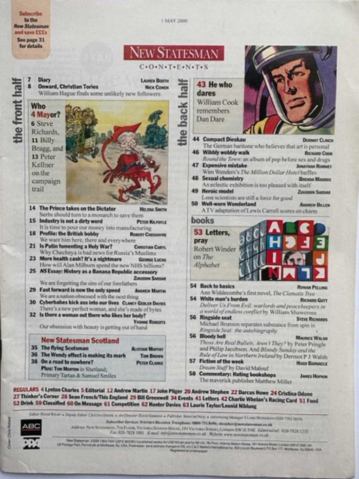 Contents Page of New Statesman Published 1 May 2000